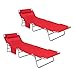 SoBuy® OGS35-Rx2 Lot de 2 chaises Pliantes inclinables en textilène avec Dossier réglable, Chaises de Camping pour extérieur de Jardin de Plage-Rouge