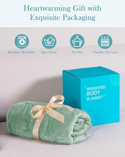 Image of Topblan Weighted Lap Blanket 7lbs for Adults, Small Weighted Blanket Throw for Napping, Relaxation, Calming and Travel, Skin Friendly & Machine Washable for All-Season Sleeping,Sage 24x29 inches