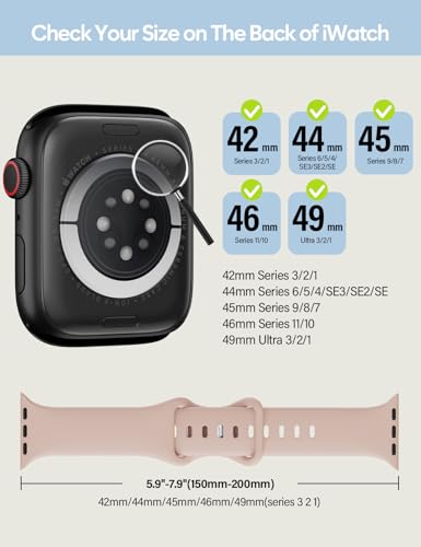 Image of Sport Silicone Band Compatible with Apple Watch Bands 40mm 38mm 41mm 44mm 45mm 42mm 49mm Women Men,Soft Wristband Waterproof Replacement Sport Strap for iWatch Bands Series 9 8 7 6 5 4 3 2 1 SE Ultra