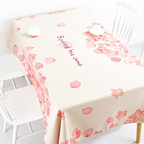 Einfarbiges Design Pastorale Tischdecke Kunst Baumwolle und Leinen Frische Tischtuch Rechteckige Couchtisch Tischtuch Schreibtisch Restaurant, Bankett(Purple,220x 140cm Thickened)
