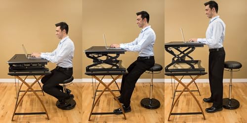 Image of KORE Design Office Adjustable Pivot Stool Round Seat, Ergonomic Home Office Chair, Comfortable Adult Wobble Computer Desk Chairs, Ideal for Active Sitting, Work, Study, 22 inch-30 inch, Grey Fabric