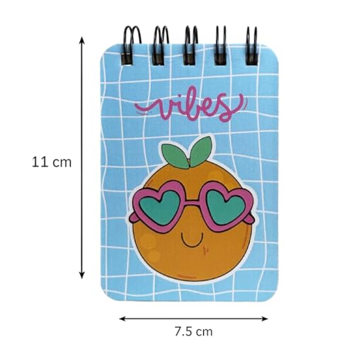 Image of Spiral Pocket Notebook (7.5 x 11 cm) | Cute Mini Notepad | Small Handy Notebook for School, Office & Personal Notes (Vibes)