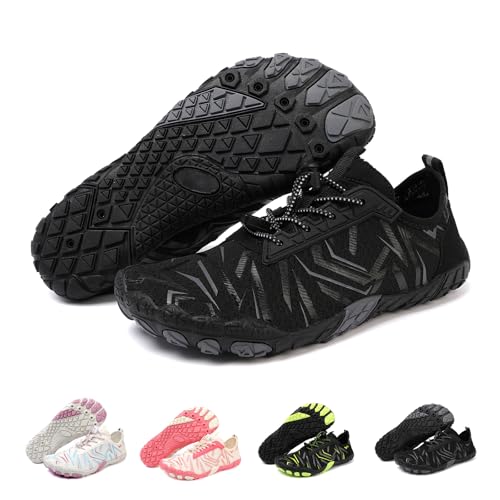 Image of Beach Water Shoes for Women Men Quick Dry Non-Slip Wide Toe Hike Barefoot Footwear for Beach Pool Aqua Swim Surf Walk