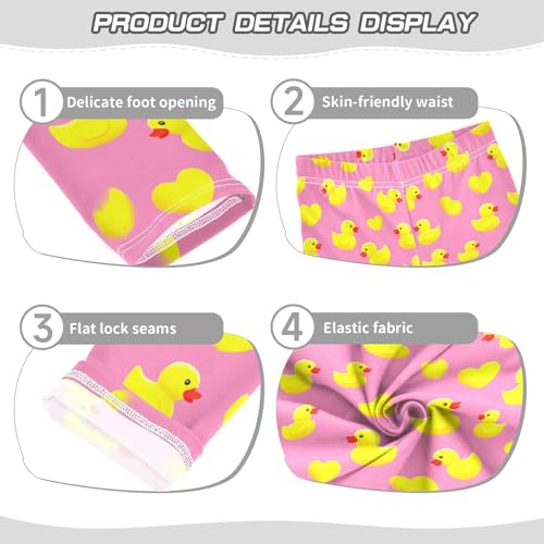 Girls Leggings Size 4T Rubber Duck Heart Soft Stretchy Pants Breathable Girl Clothes for Dresses Dance3