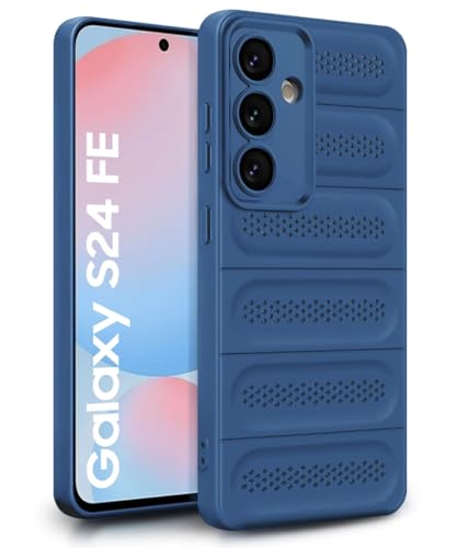 Image of WOW IMAGINE Ultimate Silicone Back Cover Case for Samsung Galaxy S24 FE 5G | Heat Dissipation Thin Soft TPU | 360 Camera Protection | Breathable Cooling Holes - Deep Blue