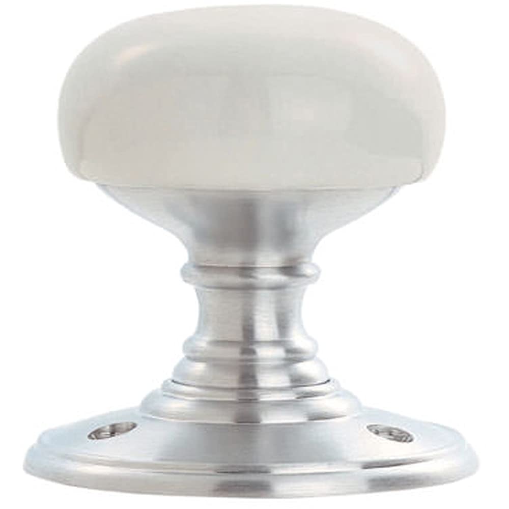 Loops Half Porcelain Mushroom Mortice Door Knob Porcelain Satin Chrome White