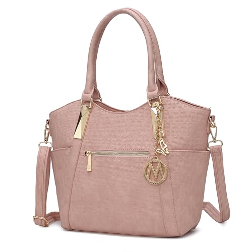 MKF Collection Bolsa feminina exclusiva, bolsa de mão de couro vegano com alça superior da Mia K, Rosa avelã, Large