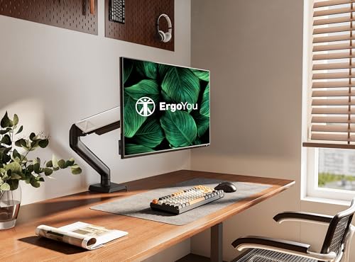 Image of ErgoYou - Premium Spring Adjustable Monitor Arm Stand - VESA Mount - Weight Capacity 2-9 kgs - for Most 17-32 inch Screens - Clamp or Grommet Mount - 360 Degree Rotation