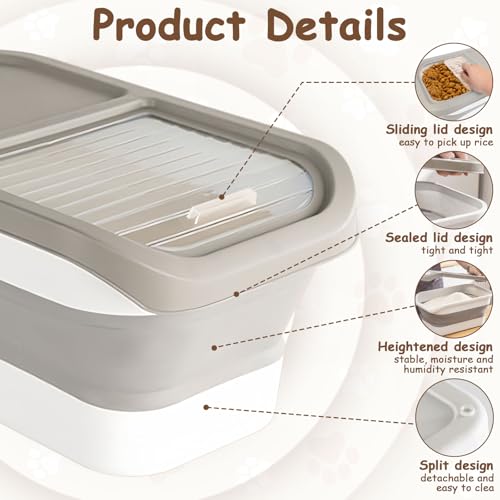 Druuzyl Hundefutter Aufbewahrungsbox 10kg - Faltbarer Futterbehälter für Trockenfutter mit Deckel, Messbecher & Löffel, Luftdicht, Haustierfutter-Container für Hund/Katze mit Faltbare Hundenapf