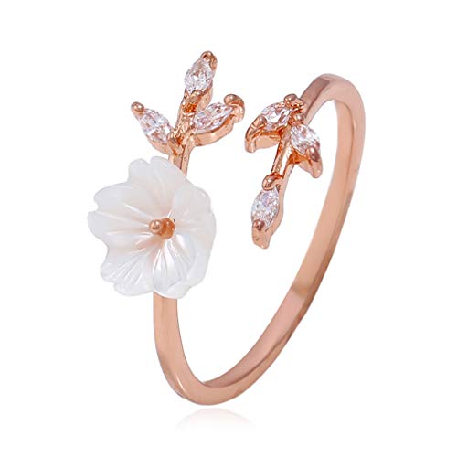 Timetries Adjustable Flower Open Ring Created Crystal Rings | Stacking Rings | Golden Rings for Women
