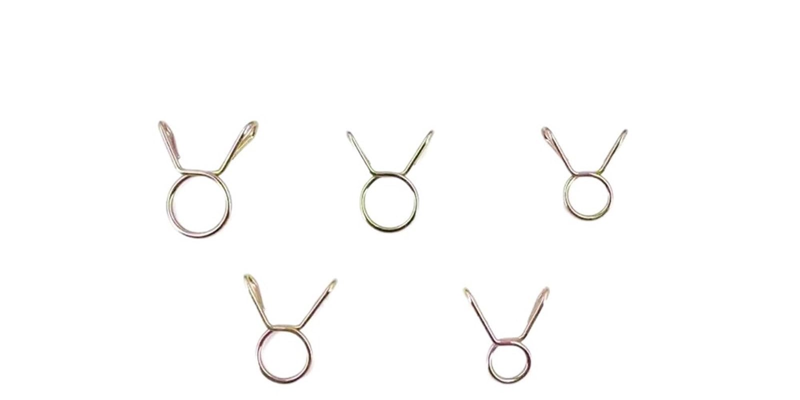 Rtgcx One Color 100Pcs Hose Clamps Zinc Plated Spring Clips Gear Hose Fuel Line Clamps For Boats With Storage Box 6/7/8/9/10Mm