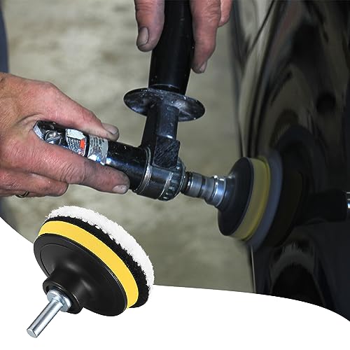 Image of Wool Polishing Buffing Pads, 9 Pcs 4 Inch Car Polishing Buffing Wheel with Hook and Loop Back for Drill Buffer Attachment, Car Buffer Polisher Kit for Car Polishing, Waxing, & Compound Cutting