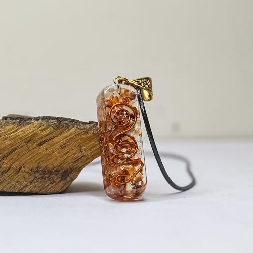 Image of Orgonite Pendant with Power Symbol Handmade Resin Energy Amplifier Necklace