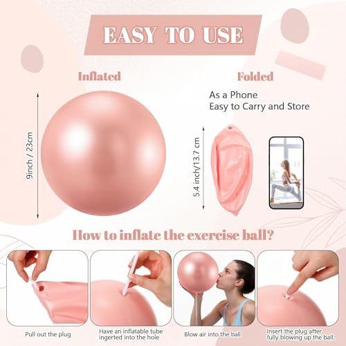 Image of Sotiff 20 Pcs 9 Inch Pilates Ball Bulk Exercise Pilates Ball Mini Yoga Balls Therapy Core for Stability Barre Training Stretching Physical Posture Training Gym Workout with Inflation Tube