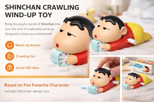 Image of Shinchan Crawling Moving Toy with Clock | Wind Up Shinchan Figure Toy for Kids | Cartoon PVC Multicolor for Boys & Girls | Collectible Gift Toys (Shinchan Crawling Moving Toy)
