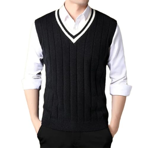 Men's Clothing Knit Sweater Sleeveless Striped Vest Street Waistcoat