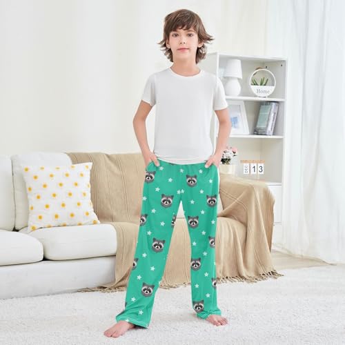 Boys' Pants Cute Beautiful Raccoon Long Bottoms Jogger Pants Elastic Waist Trousers with Pockets S-XL3