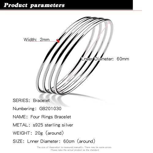 H&Beautimer 925 Sterling Silver Bracelet for Women's Italian Handmade Solid Bangle 2/3/4/5/6/7 Set Rose Gold Fine Jewelry With Gift Box - Image 3