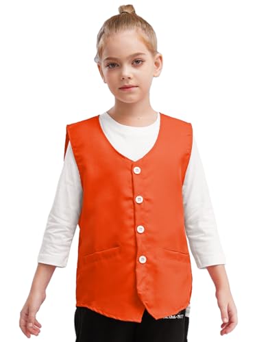 Mufeng Kid Girls Boys Button Volunteer Vest Sleeveless Irregular Hem Supermarkets Workwear Uniform Waistcoat3