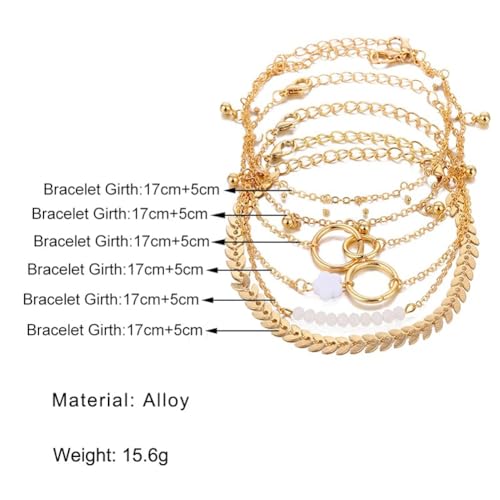 Stylish Multilayer Plated Bangle Bracelet Set of 6
