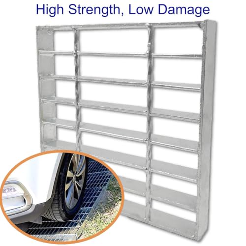 Image of Galvanized Steel Drain Grate, Driveway Channel Cover 9x9 in