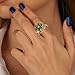 Aliyoham Adjustable 14k Gold Plated Flower Rings for Women, Green Cubic Zirconia Emerald Jewelry for Women