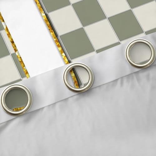 Image of Erosebridal Sage Green Checkered Window Drapes Plaid Initial J Blackout Curtains 42 inch Wx63 L Personalized Monogram Curtains for Bedroom Living Room,Grids Gingham Window Treatments 2 Panels