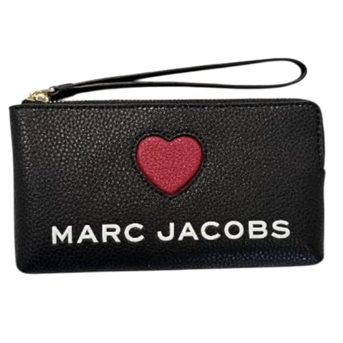 Marc Jacobs Bolsa de pulso de couro granulado, Coração preto, Small, Bolsa de pulso