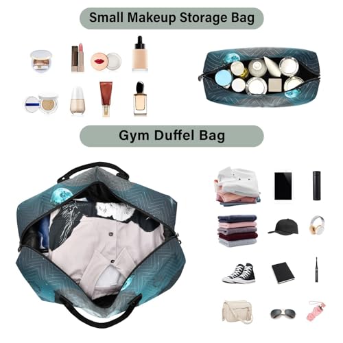 Large Travel Duffel Bag, Moon Dreamcatcher Sun Sports Tote Gym Bag, Shoulder Weekender Overnight Bag for Women Men, Carry On Luggage with Toiletry Bags4