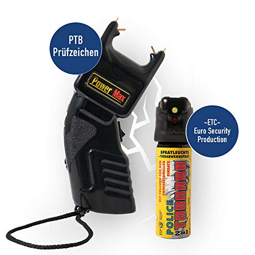 SHD – Elektroschocker mit 500.000 Volt im Set mit 63ml Jet Pfefferspray - mit PTB Zulassung zur Tierabwehr
