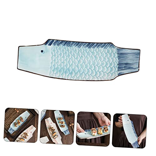 Plato decorativo de cerámica para sushi con forma de pez miniatura 4