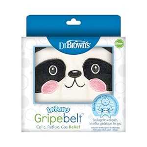 Dr. Brown’s Infant Gripebelt for Colic Relief, Heated Tummy Wrap, Baby Swaddling Belt for Gas Relief, Natural Relief for Upset Stomach in Babies and Toddlers, Panda, 0-3m