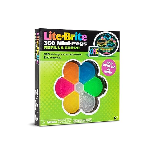 Image of Lite Brite HD Template and Peg Refill Set Plus Storage, 360 Mini-Pegs and 8 Templates
