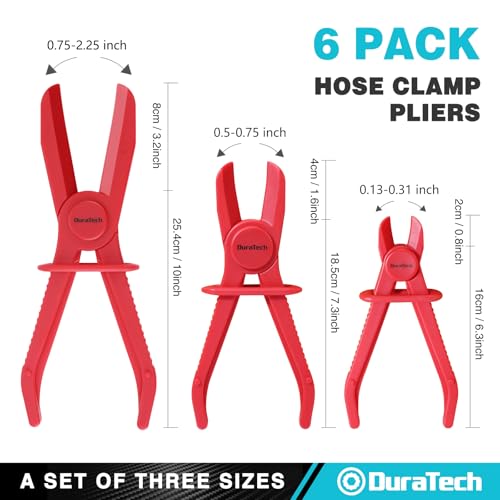 Duratech DTHCP06S 6-Piece Hose Pinch Clamp Pliers, Pinch Pliers, Line Clamp Pliers Set For Flexible Hoses Fuel Hoses Gas Lines Brake Hoses Radiator Hoses thumb #1