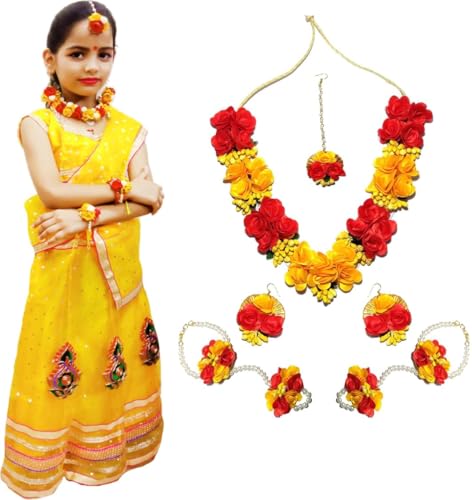 Image of Sarvda Shree Krishna Dress for Baby Boy & Radha Dress for Girls | Janamashtami Dress | Fancy Dress Costume with Accessories Dhoti, Dupatta, Mukut Flute Complete set, Ethnic wear