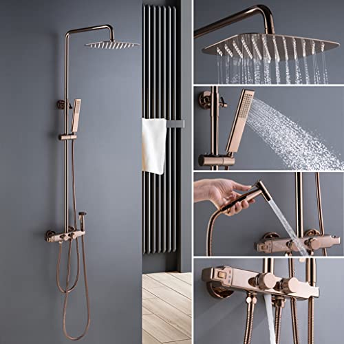 Ensemble de robinets de douche complet avec pommeau rectangulaire et douchette b - 4