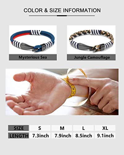 Bteyivta Original Handmade Nautical Paracord Rope Braided Sport Bracelets Gift Idea For Men And Women (Jungle Camouflage, Medium(Wrist Size:6.4-6.9 Inch)) #TOP4