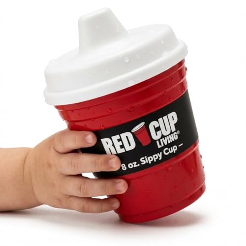 Image of Red Cup Living Trainer Baby Sippy Cup 8 Oz BPA-Free Spill Proof, No Spill Non-Toxic Dishwasher Safe, Leak-Proof Lid, Easy Grip for Toddlers, Girls, Boys for Kids, Water Juice Milk Cup