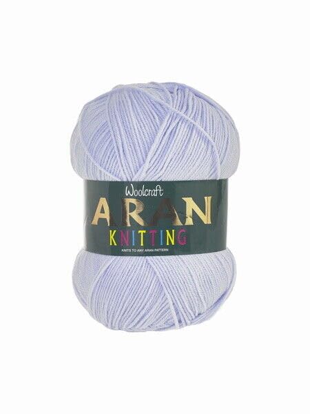 WOOLCRAFT Aran Wool 400g Ball 100% Acrylic Knitting Yarn Lilac 494