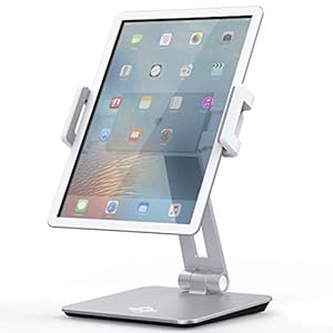 KABCON Tablet Stand Holder, Tightness Adjustable Multi-Angle Foldable Eye-Level Aluminum Solid Tablets Stands Dock for 4”-14”Tablets/Phone, iPad Series,Samsung Galaxy Tabs,Kindle Fire,Etc.