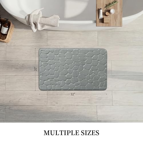 YIHOUSE Memory Foam Bath Mat Cobblestone Bathroom Rugs Super Water Absorbent Bath Mats for Bathroom Machine Washable Bath Rugs(20x32,Light Gray) - image 6