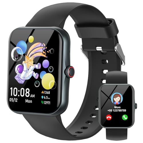 Smartwatch Kinder, Kinder Sport Fitness Uhr für Mädchen Jungen mit Schrittzähler, 100+ Sportmodi, Wecker, Spiele, Stoppuhr, Kinderuhr, Nachrichten, Aktivitäts Watch für Teens 5-16 Geschenke, Schwarz