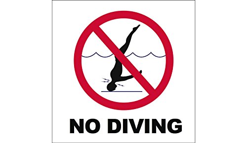 No Diving Symbol Ceramic Skid Resistant Tile Depth Marker - 8 x 8