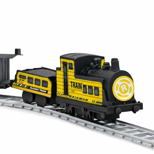 Image of Electric Express Railway Train Set for Boys | Battery Operated Engine with Coach & Track Pieces | 14 Piece Train Toy Set for Boy