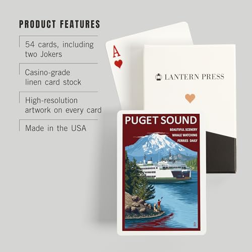 Lantern Press Puget Sound Washington Naipes Poker miniatura 3