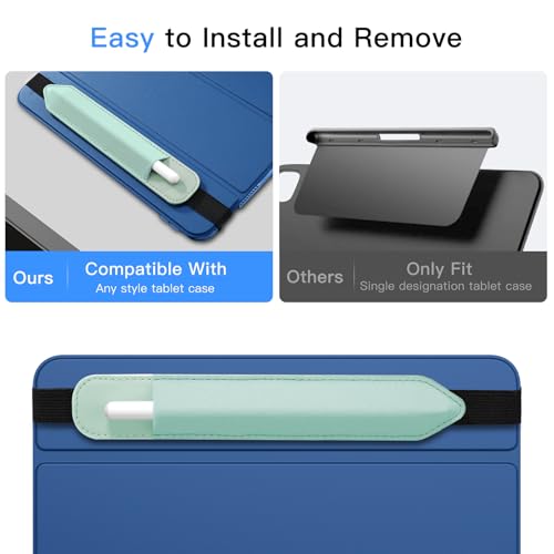 Image of MoKo Pencil Case Holder Fit The Apple Pencil (Pro and USB-C and 1st and 2nd Gen), Detachable Elastic Pocket for Stylus Pen with Elastic Band Attached to iPad Case, Field Green