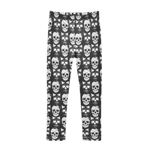 ALAZA Girls' Leggings Children's Yoga Pants Skinny Printed Dance Gothic Skull Comfortable 4T