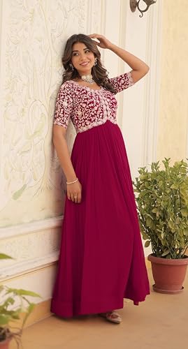 Image of Fashion Basket Georgette Embroidered Anarkali Gown for Women