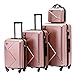Münicase 9008 Reisekoffer Koffer Trolleys Hartschale Koffersets Beautycase-M-L-XL-Set (4tlg. Kofferset, Rosa Gold)