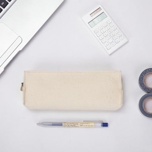 Image of Canvas Pencil Case Lightweight and Durable Ideal Pencil Pouch (Beige, Canvas)